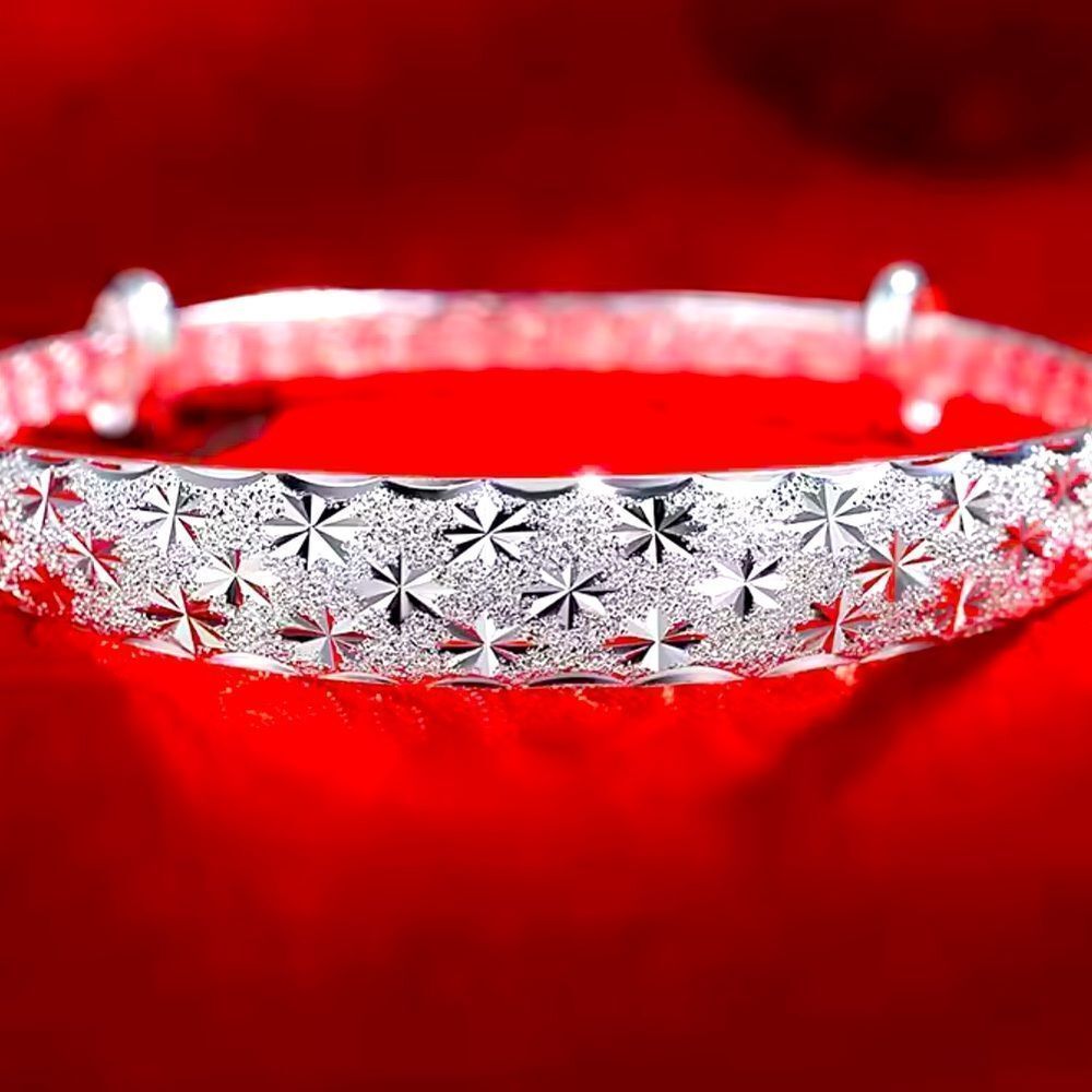 925 Sterling Silver Diamond Cut Bangle Bracelet NEW